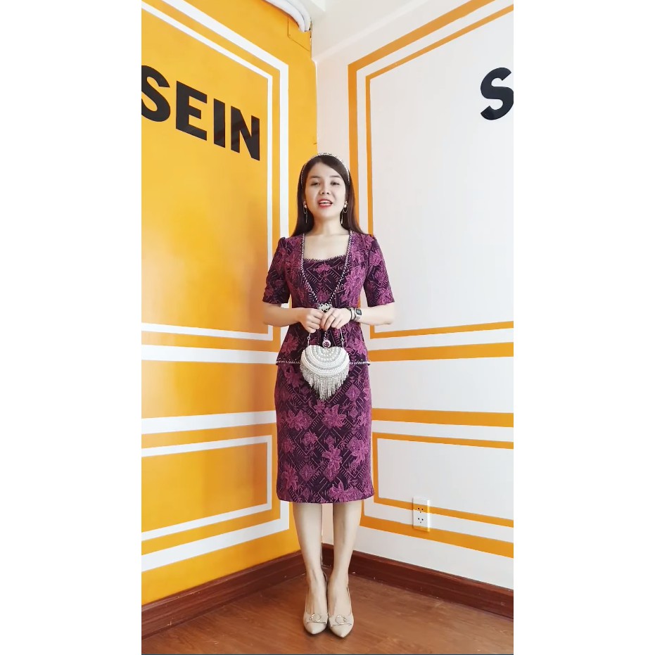 VIDEO+ ẢNH -  Đầm DENI chất thun kimsa cao cấp co giãn sang trọng trẻ trung quý phái mã 1231 | BigBuy360 - bigbuy360.vn