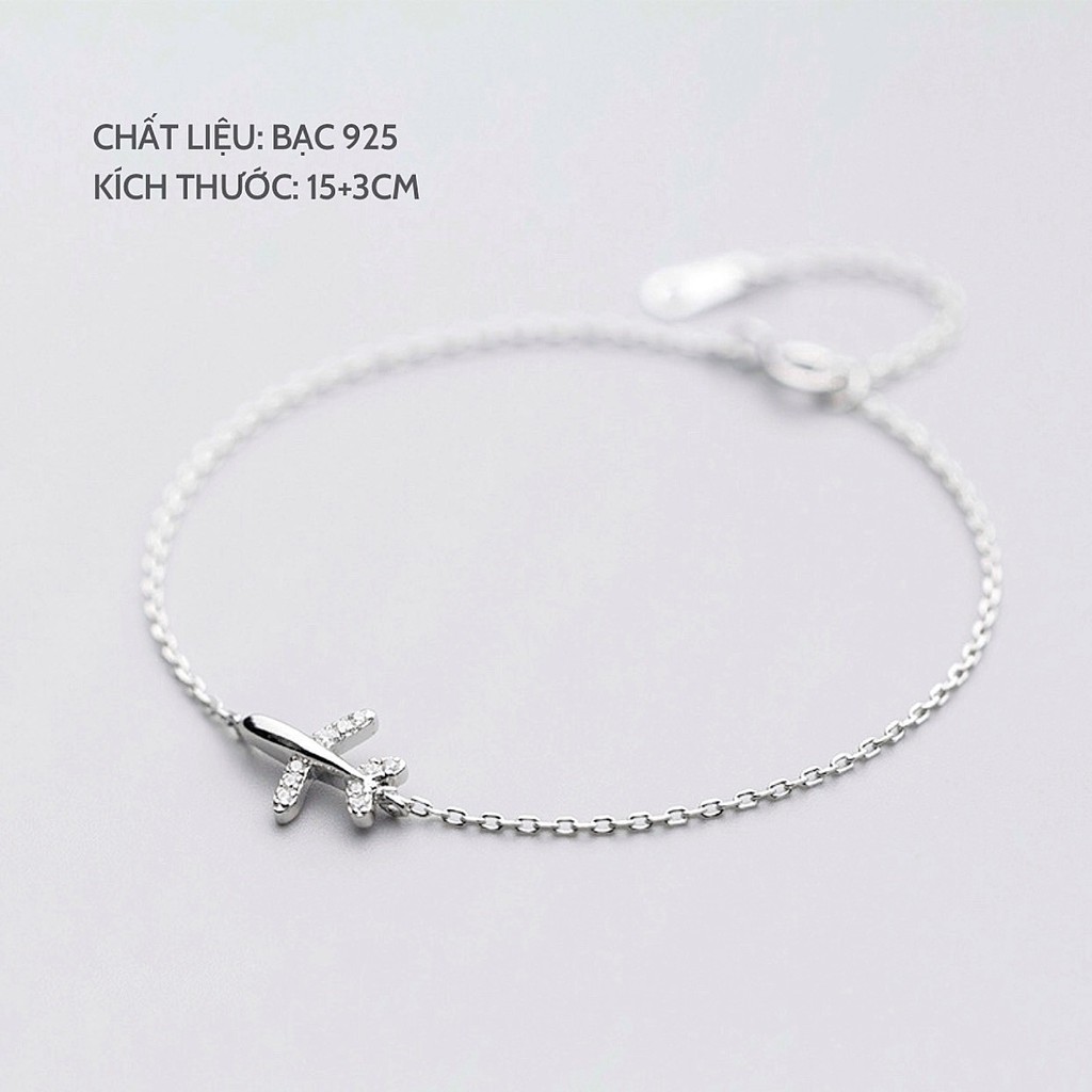 Vòng tay bạc nữ Miuu Silver hình máy bay xinh xắn