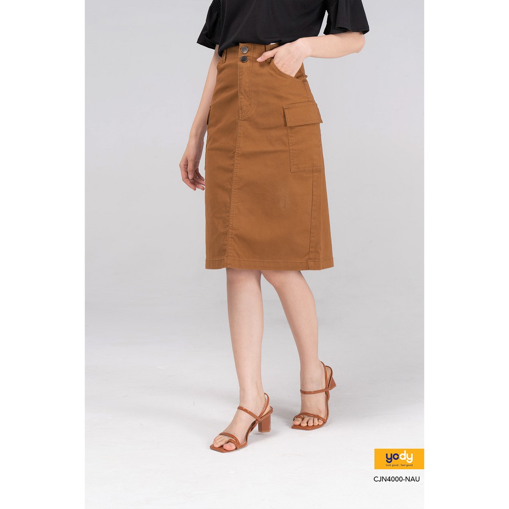 Chân váy A YODY nắp túi Kaki mềm mịn thoải mái CJN4000 | BigBuy360 - bigbuy360.vn