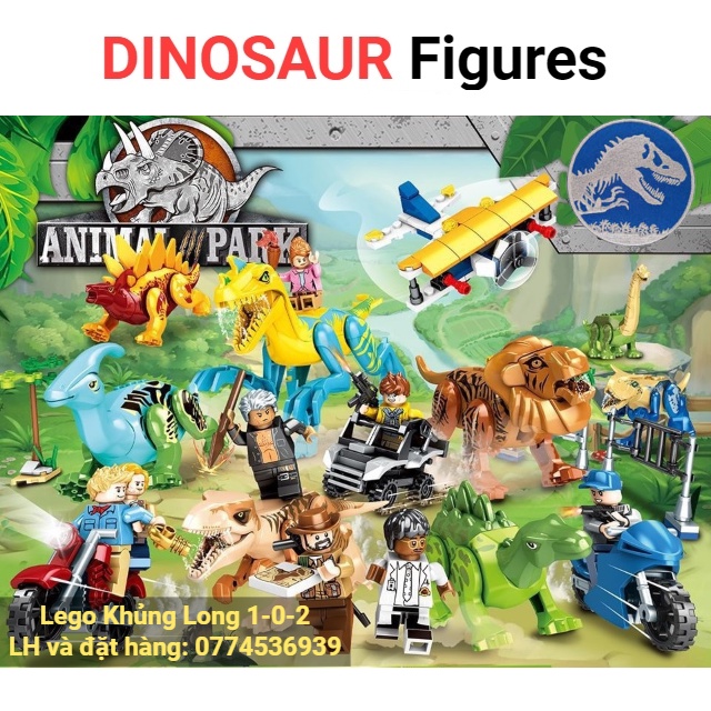 Lego Khủng Long T-rex Raptor Khổng Lồ Cổ Dài Gai Nhiều Chủng Loài 2022 Hãng Lele