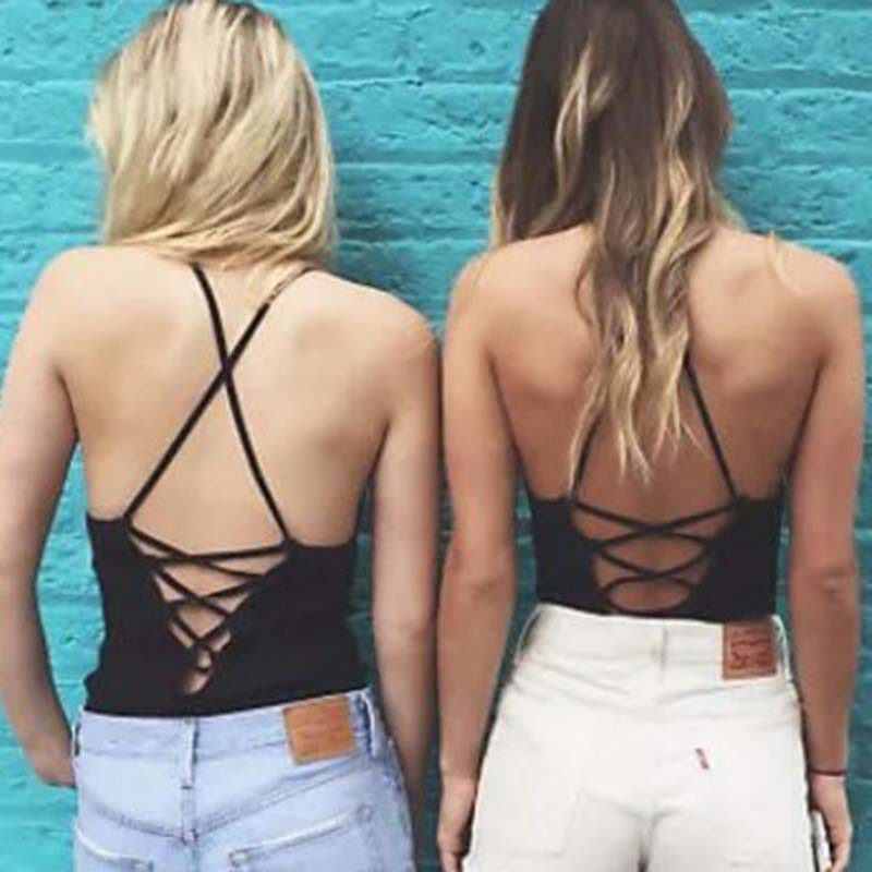 Áo sát nách cổ tròn thiết kế hở lưng quyến rũ cho phái nữ