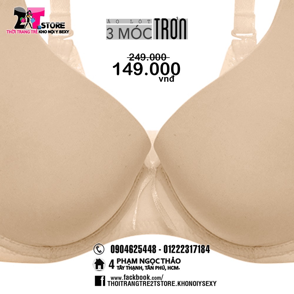 Áo Nâng Ngực Cotton 3 Móc Trơn (Da Nude)