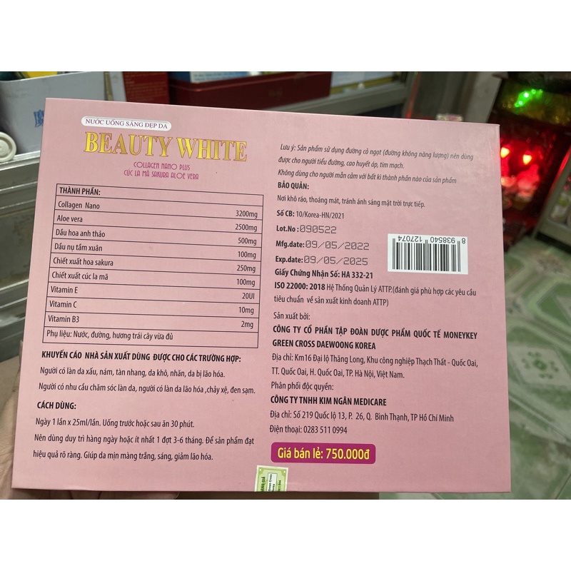 Nước uống sáng đẹp da beaty white colagen nano plus