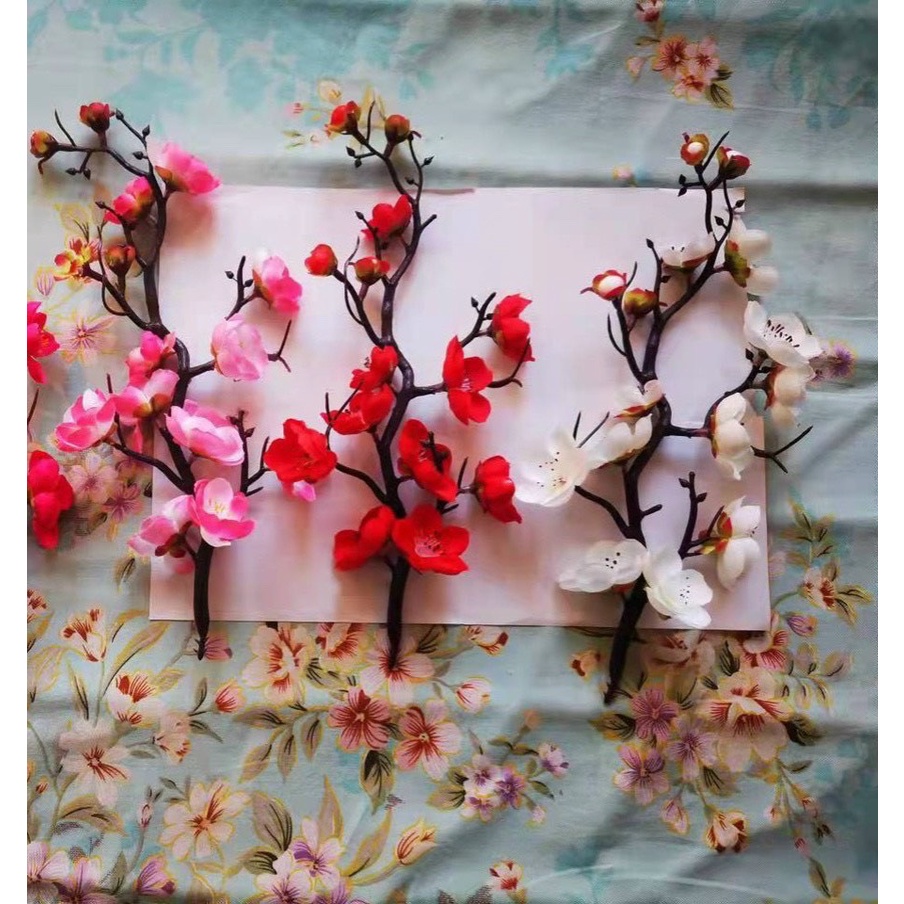 Một cành đào cổ V41 nhựa trang trí oản, làm đồ handmade, tháp bánh, nước | Phụ kiện trang trí