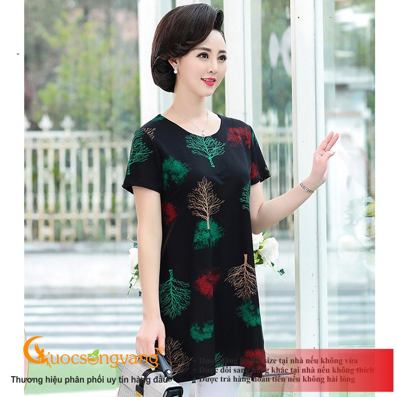 Áo trung niên kiểu dáng dài áo nữ big size xẻ tà Queenbe GLA257 Cuocsongvang