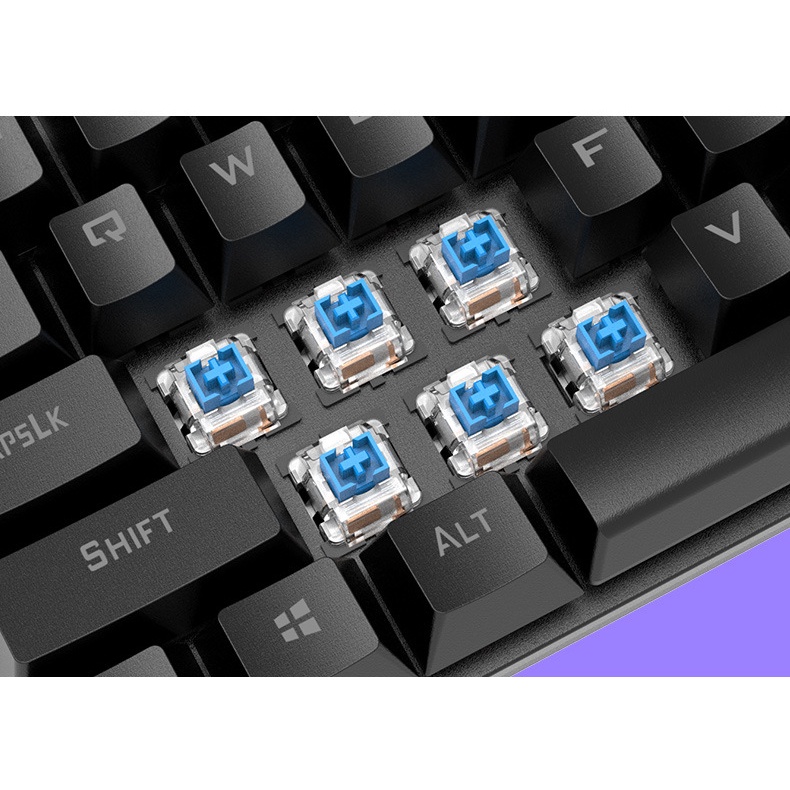 Bàn phím cơ Gaming K80 full Led nhiều chế độ có dây trục màu xanh, dùng cho laptop máy tính cây chơi game