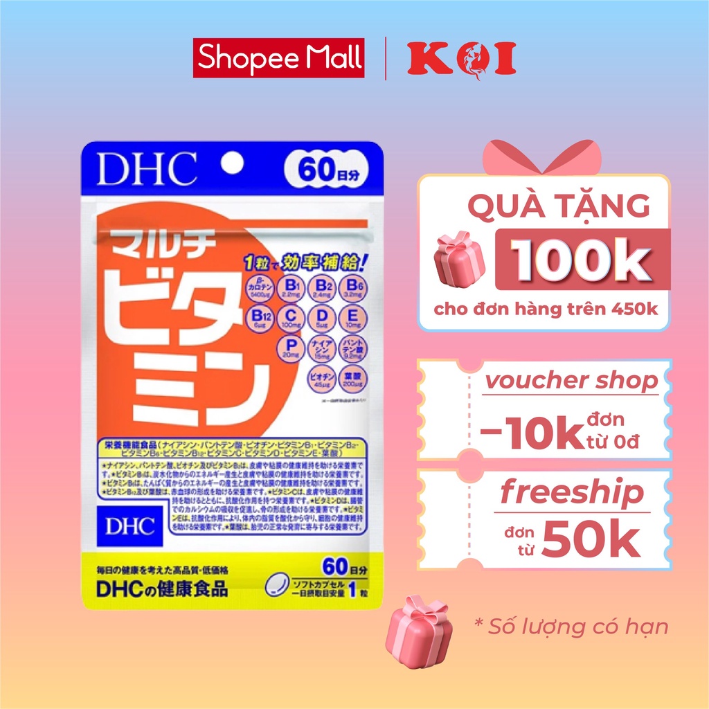 Viên uống DHC Multi Vitamin tổng hợp gói 30 ngày và 90 ngày Nhật Bản JPKOI