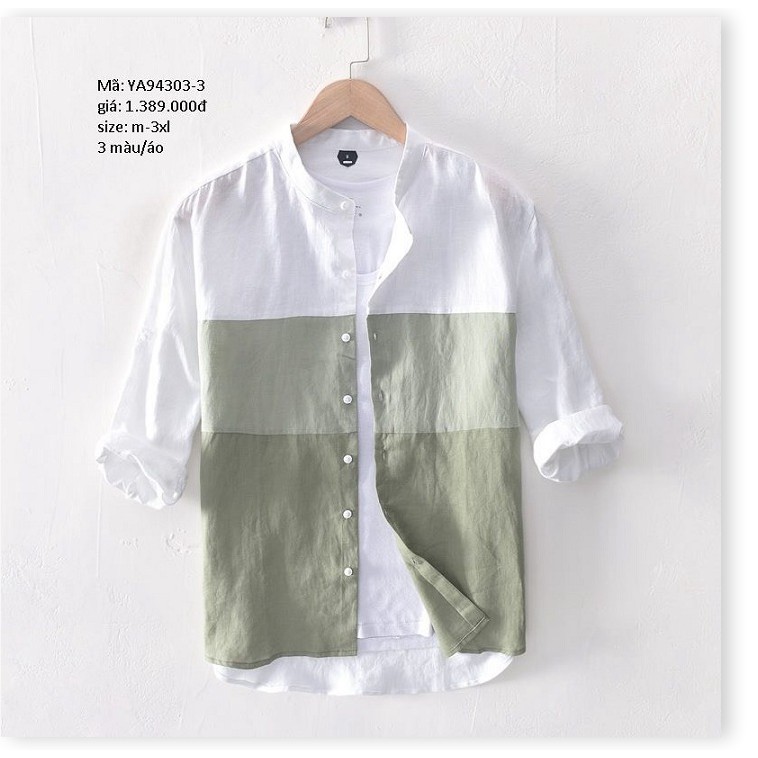 ÁO SƠ MI NAM CỔ TÀU CHẤT VẢI ĐŨI MÁT XỊN PHỐI 3 MÀU CỰC HOT [SUPER FASHION]