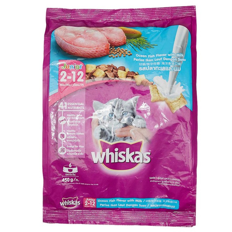 Thức ăn cho mèo con từ 2-12 tháng tuổi Whiskas Junior 450g
