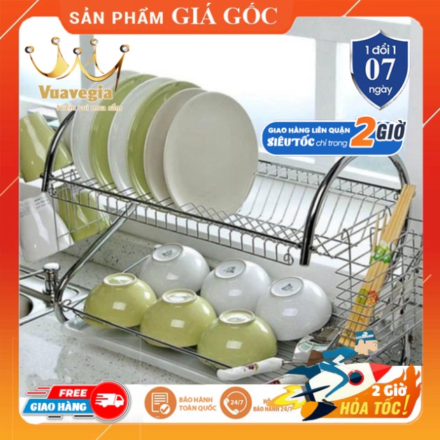 Kệ Inox Úp Chén, Dĩa 2 Tầng Đa Năng Chữ S