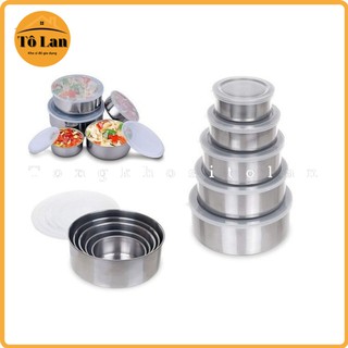 Bộ 5 Bát Inox  Đựng Thức Ăn Có Nắp Đậy Chắc Chắn - Gia Dụng Tô Lan
