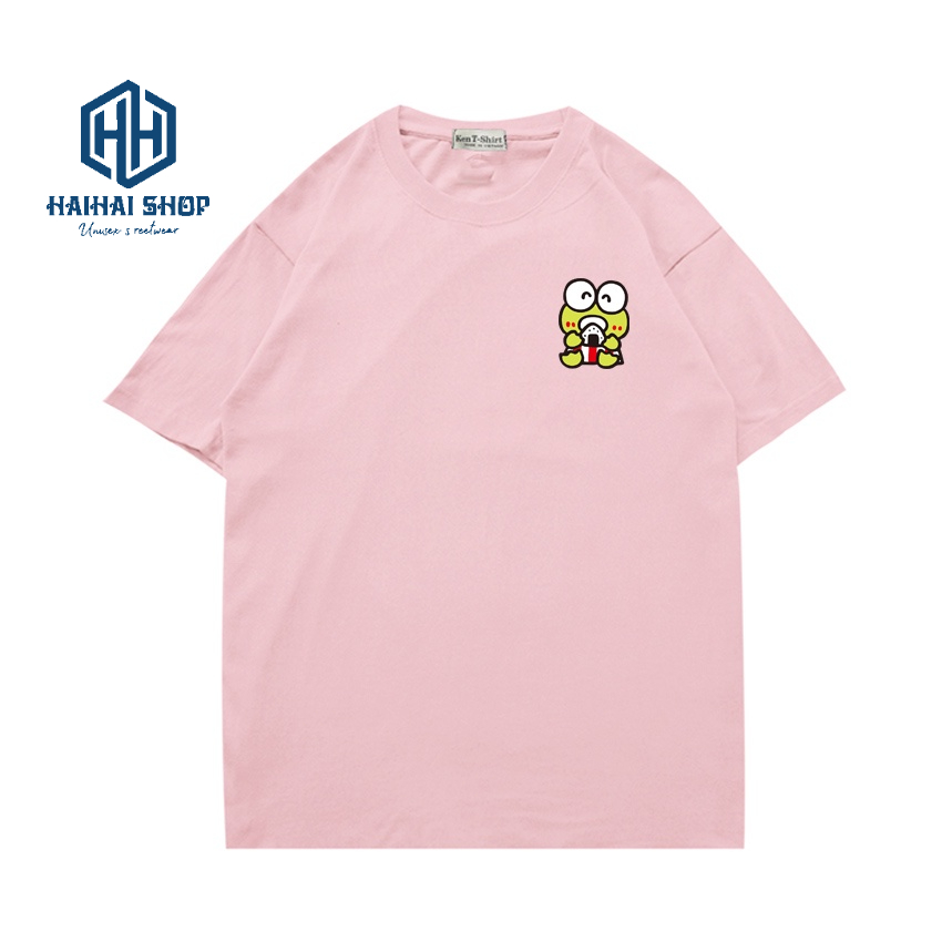 Áo thun tay ngắn nam nữ Vải cotton 75% form rộng in hình Ếch ăn cơm tam giác 491