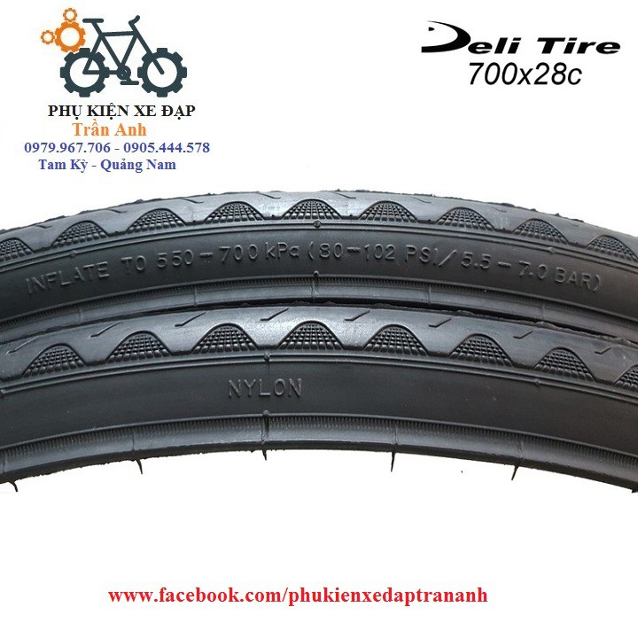 Cặp vỏ lốp xe đạp thể thao Deli Tire S601 700x28c - 2 chiếc