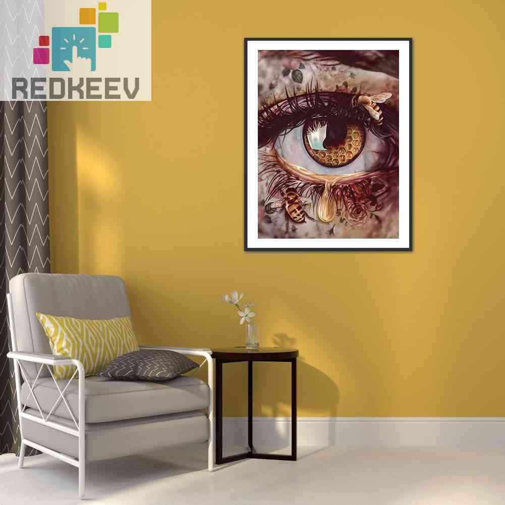 Bộ Tranh Đính Đá 5D Toàn Diện Họa Tiết Đôi Mắt Trừu Tượng Độc Đáo DIY