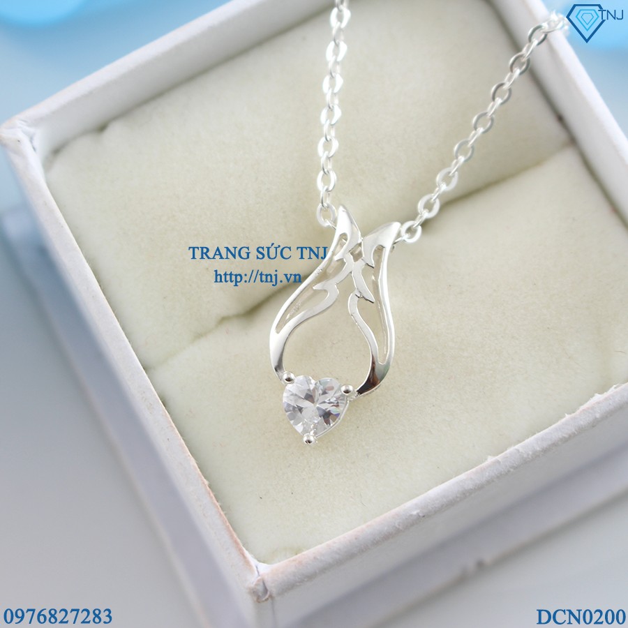 Dây chuyền bạc nữ hình đôi cánh thiên thần đính đá tím DCN0200 - Trang Sức TNJ