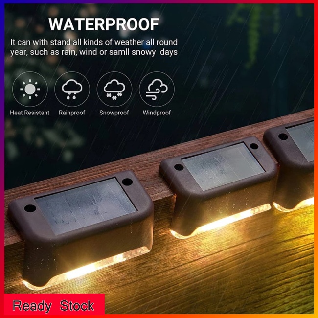 Đèn LED Năng Lượng Mặt Trời Ánh Sáng Trắng Ấm/ Trắng Gắn Cầu Thang Sân Vườn