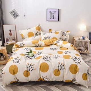 Bộ chăn ga gối Hàn Quốc hoa vàng bay hiện đại bo chun đủ kích thước.