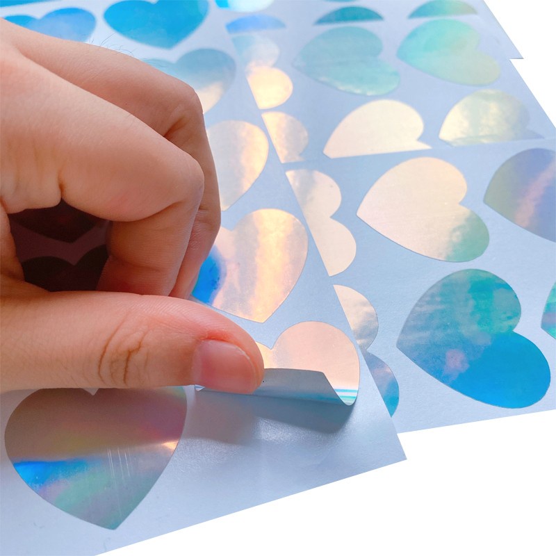 100 Cái / gói Nhãn Dán Tùy Chỉnh Hình Trái Tim Giấy Laser Niêm Phong Dán Thêu Sò Miếng Dán Envelop Trang Trí Nhãn Tùy Chỉnh