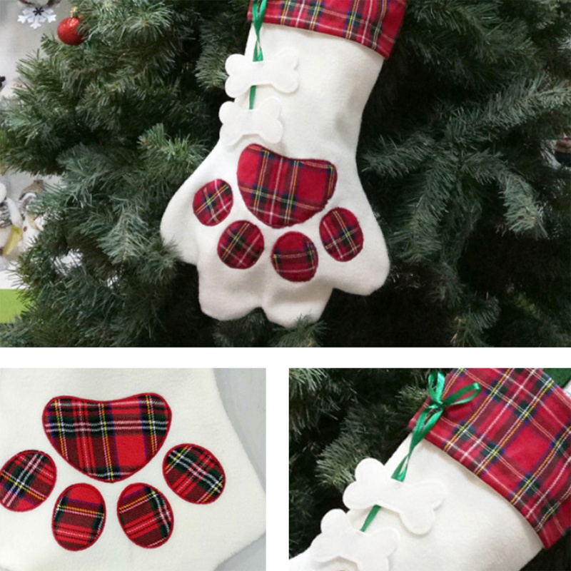 Tất Đựng Quà Giáng Sinh Hình Bàn Chân Chó Sáng Tạo