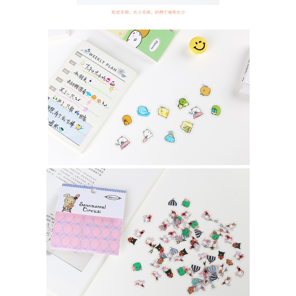 Sticker Trang Trí Sổ / Planner - Sticker hình động vật dễ thương / Gói 80 hình