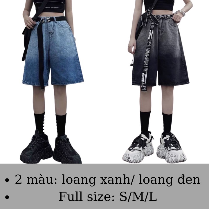 Quần Short Jean Unisex Nam Nữ Ống Rộng, Quần Short Bò Loang 2 Màu Phong Cách Hàn Quốc Cho Cả Nam Và Nữ RÔ STORE QS12