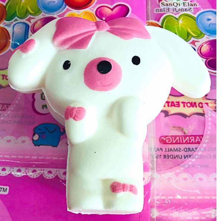Squishy Lớn JUMBO Hình thỏ trắng đeo nơ hồng Đồ Chơi Xốp Giảm Stress Hình mềm mịn dễ Thương đàn hồi Cho Bé