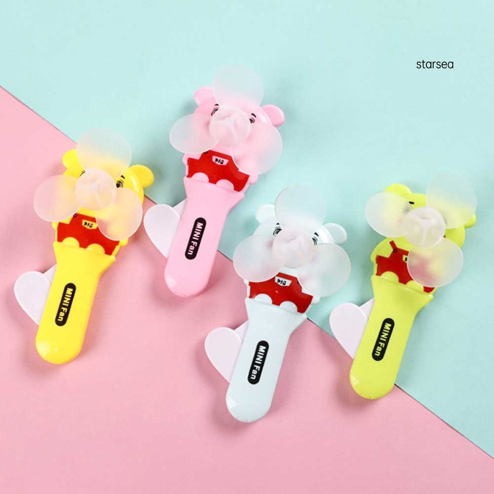 STSE_10Pcs Kids Children Cute Frog Bear Tiger Animal Hand Press Manual Cooling Fan