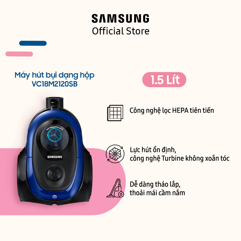 [Mã ELSAM5 giảm 10% đơn 500K] Máy hút bụi Samsung VC18M2120SB/SV (Xanh)