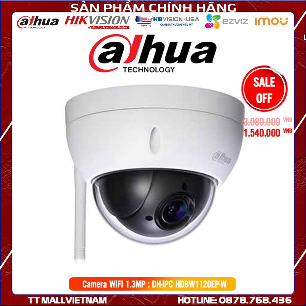 Camera IP Wi-Fi 1.3MP Dahua IPC-HDBW1120EP-W  - Bảo Hành 2 Năm Chính Hãng