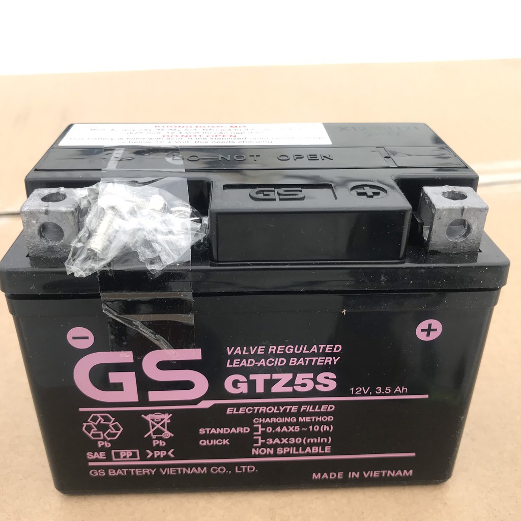 Bình Ắc Quy Khô GS GTZ5S ( 12V-3.5Ah ) cho xe Honda, Yamaha, Suzuki, SYM, airblade 110 wave 100 wave 110 (ắc quy xe máy)