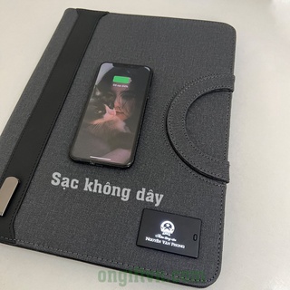 Cặp da a4 đa năng , cặp da a4 đựng hợp đồng, ipad, điện thoại tích hợp sạc dự phòng 10.000mah, led sáng tên riêng.
