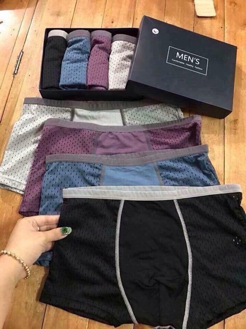 Hộp 4 Quần Sịp Đùi Thông Hơi Xuất Nhật (Ảnh Thật) Mens