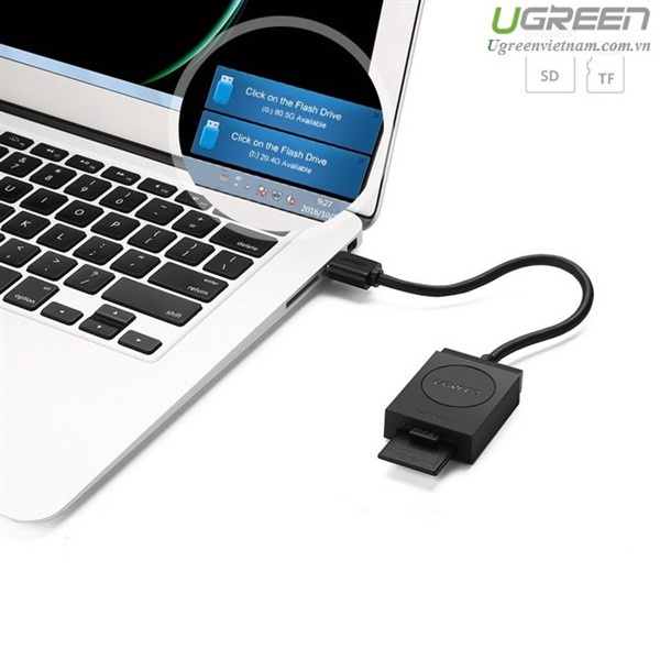 Đầu đọc thẻ USB 3.0 hỗ trợ SD/TF chính hãng Ugreen 20250 cao cấp