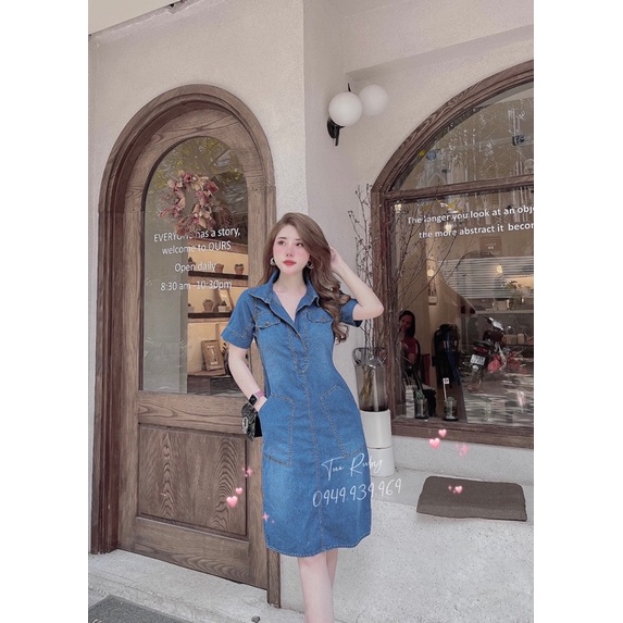 Váy jean cộc tay mùa hè