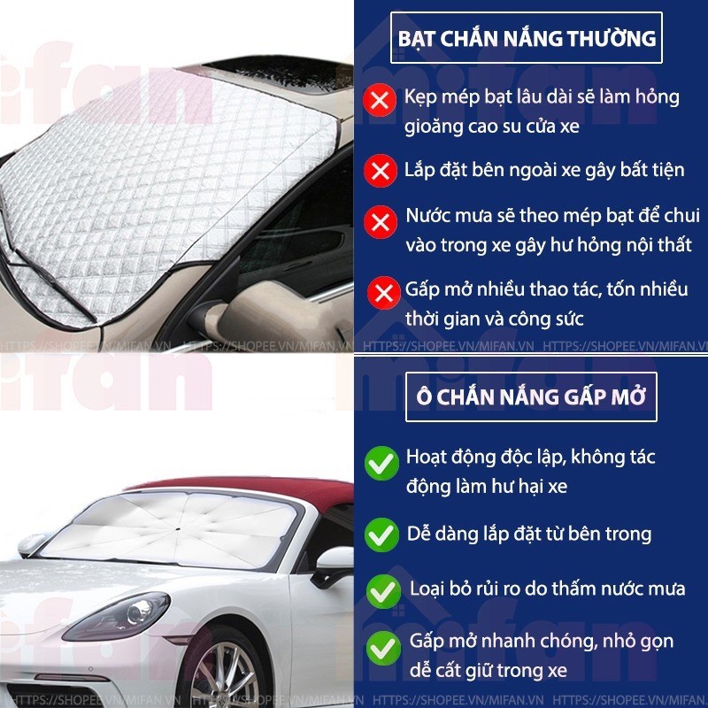 [Loại 1] Ô (dù) che chắn nắng kính lái xe hơi ô tô Cao Cấp, tiện dụng, gấp gọn, chắn nắng-giảm nhiệt độ-bảo vệ nội thất