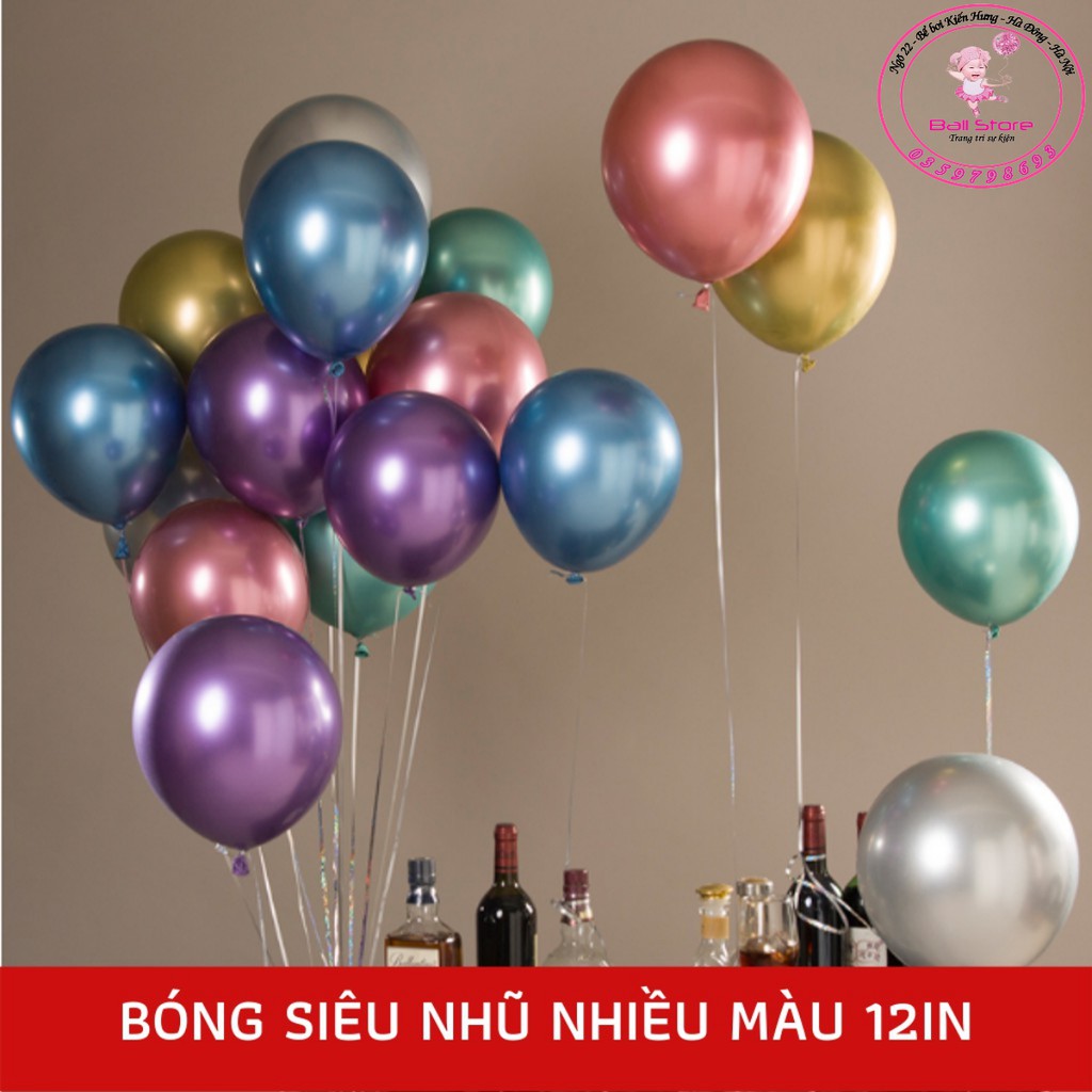 Set 10 bóng chrome siêu nhũ 10&quot; trang trí tiệc đám hỏi đám cưới