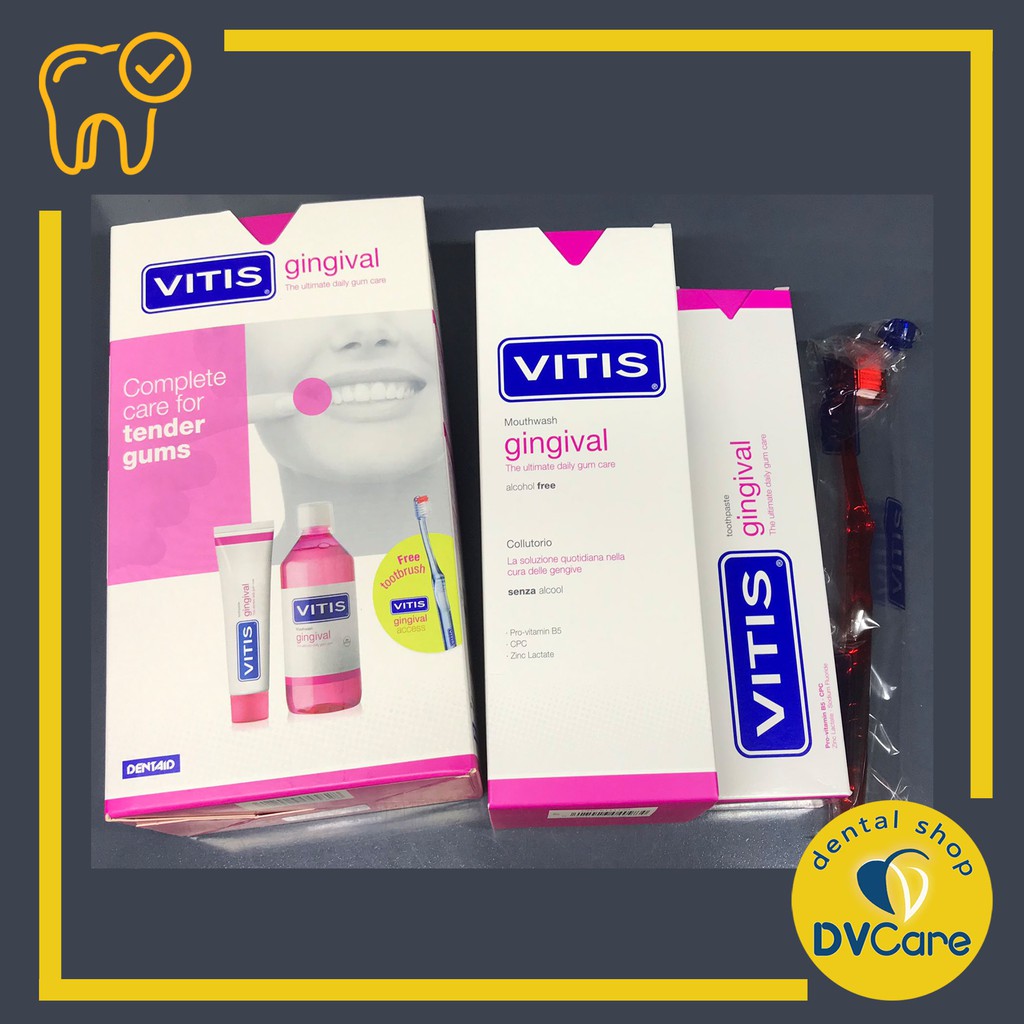 Bộ sản phẩm chăm sóc răng miệng ngừa viêm nướu chảy máu - Vitis Gingival Mixed Pack [dvcareshop]