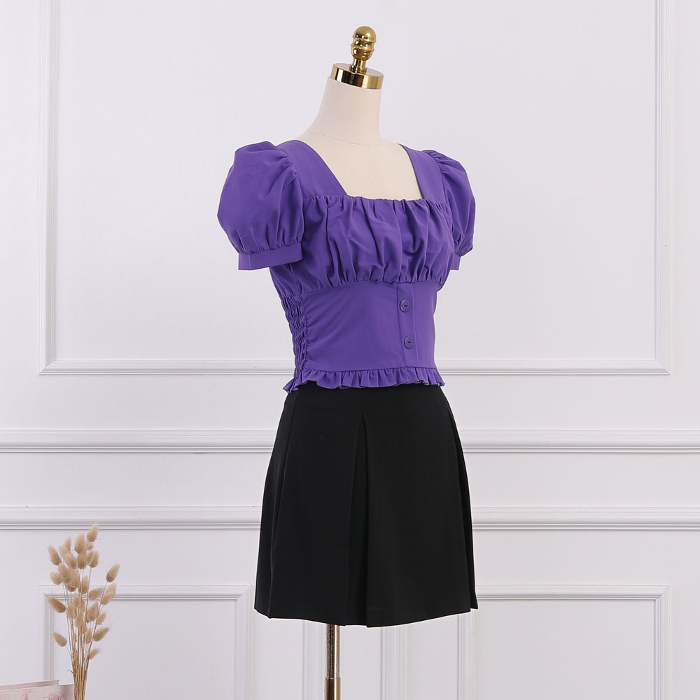 Áo sơ mi croptop trẻ trung,  xếp ly ngực, ôm eo, bèo gấu, hàng thiết kế chính hãng cao cấp TK Fashion - SMKA74