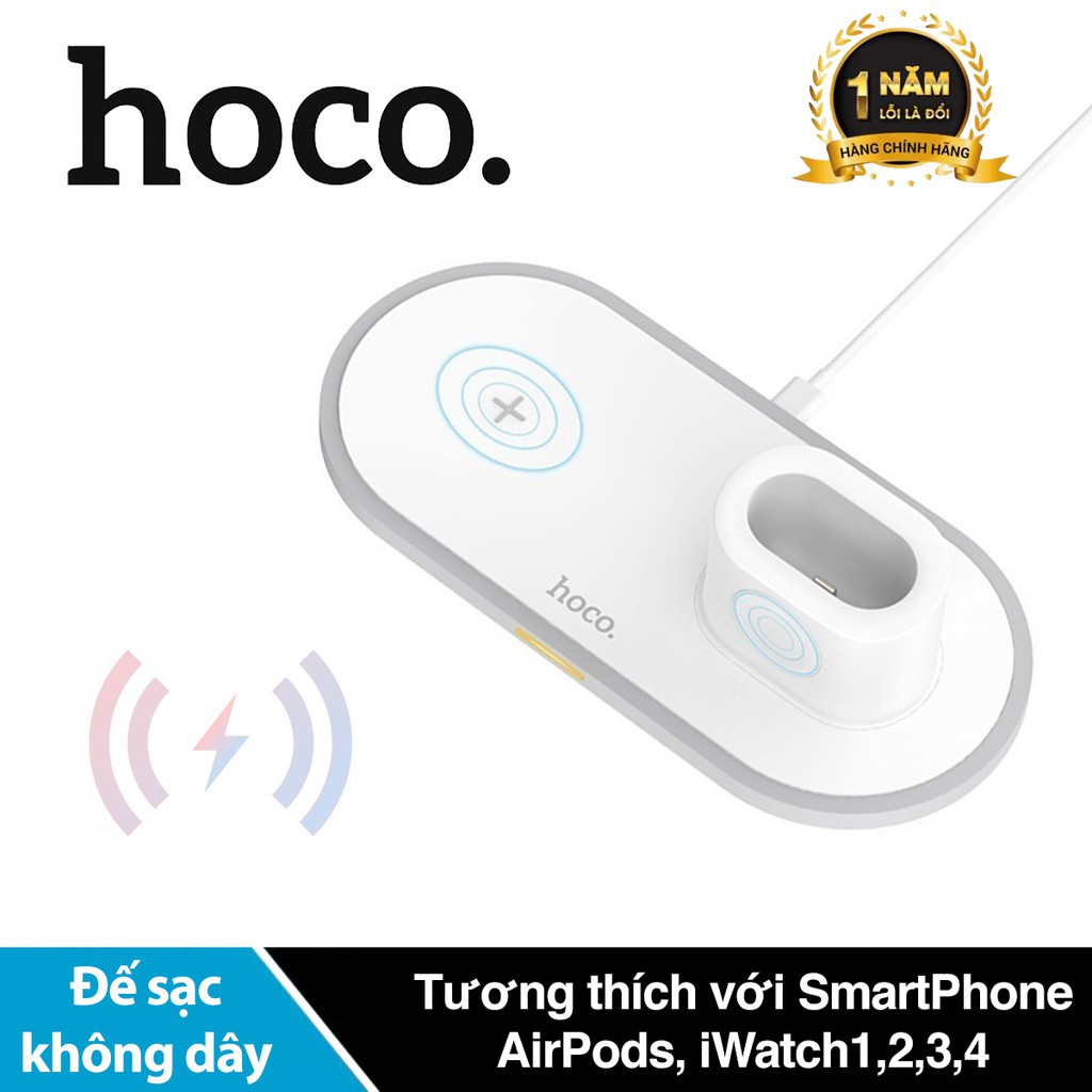 Đế sạc không dây thông minh Hoco CW21 chất liệu PC siêu bền cho SmartPhone, iWatch,AirPods