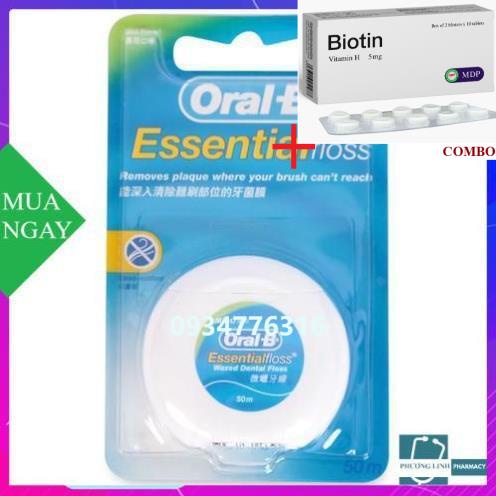 Combo Biotin 5mg+ Chỉ nha khoa ORAL B Essential floss [Cuộn 50m]