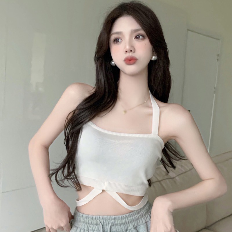 Áo Croptop Sát Nách Màu Sắc Đơn Giản Thiết Kế Ôm Sát Tôn Dáng