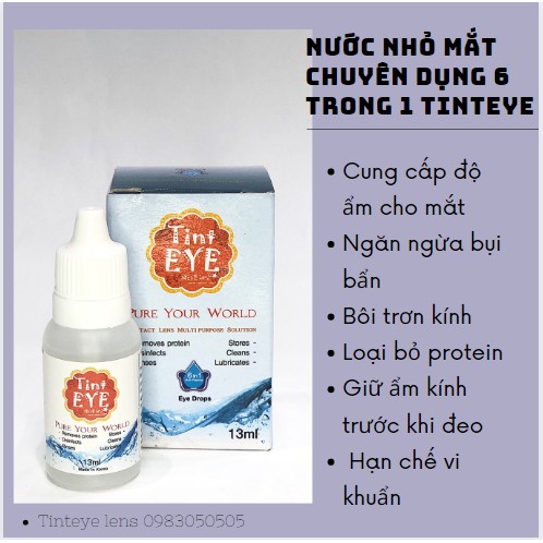 Combo Nước Ngâm Lens và Nhỏ Mắt Tinteye Lens 6 Trong 1 Cao Cấp