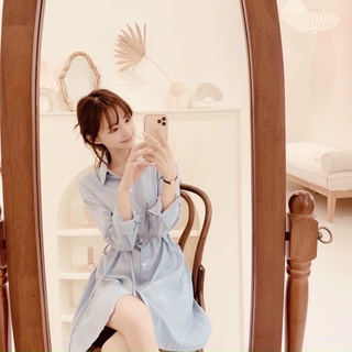 Đầm sơ mi xoè sọc đen (kèm hình thật)