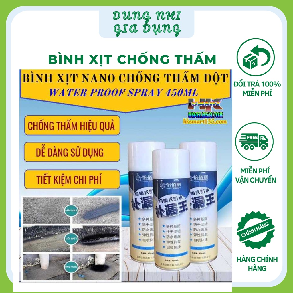 Bình Xịt Chống Thấm Waterproof Spray Polyurethane Chống Dột Chống Thấm Nước Siêu Hiệu Quả Bình Xịt Chống Thấm Tiện Lợi