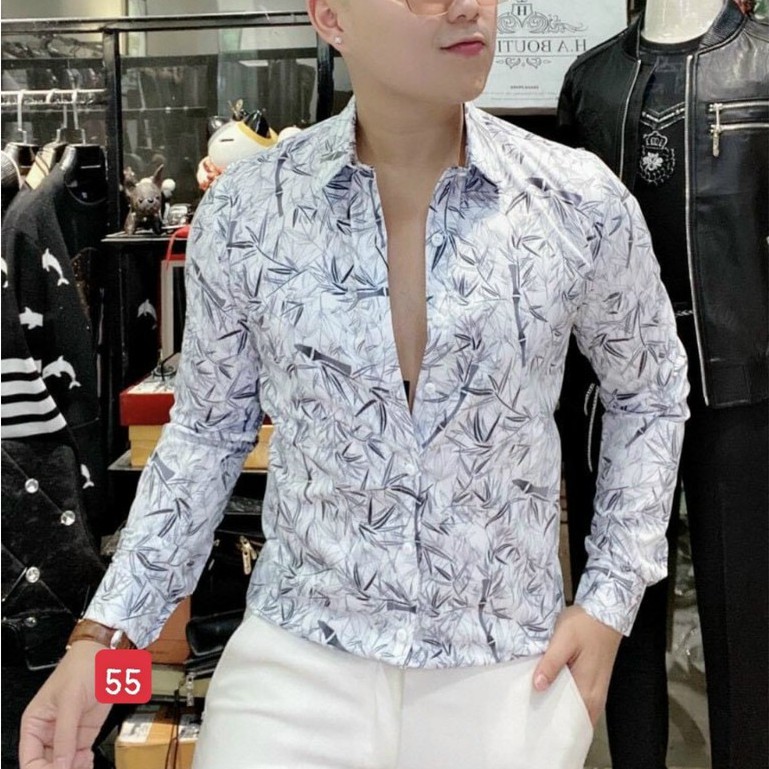 Áo Sơ Mi Nam, Áo Sơ Mi Dài Tay Cao Cấp, Áo Sơ Mi Nam Họa Tiết, vải Lụa thoáng mát, phong cách thời trang M.U_Shop.