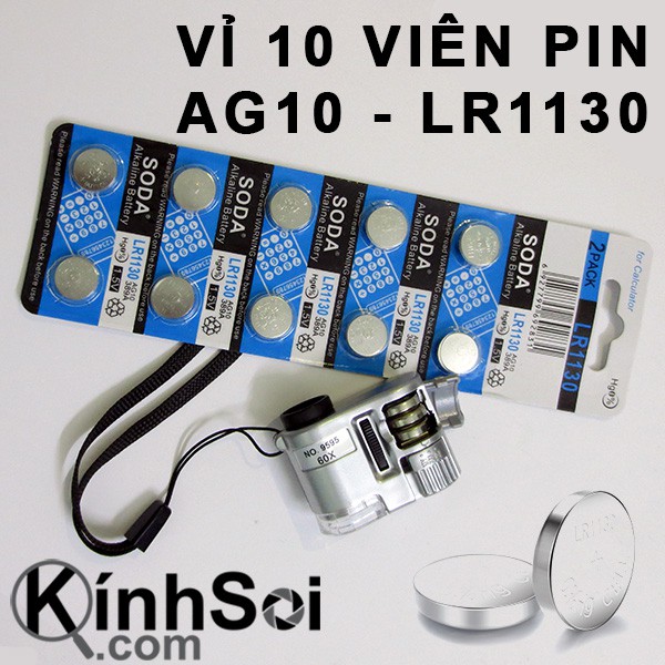 Vỉ 10 viên pin cúc áo LR1130 AG10 dành cho các loại kinh soi