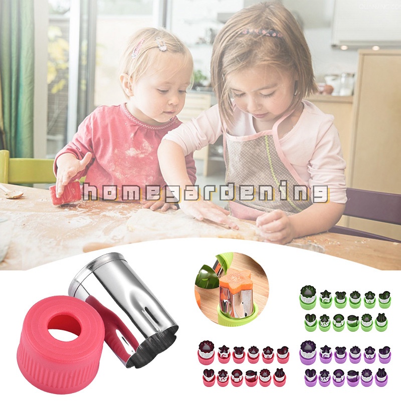 Set 12 Khuôn Cắt Bánh Quy Tạo Hình Bông Hoa Hoạt Hình Bằng Thép Không Gỉ Tiện Dụng