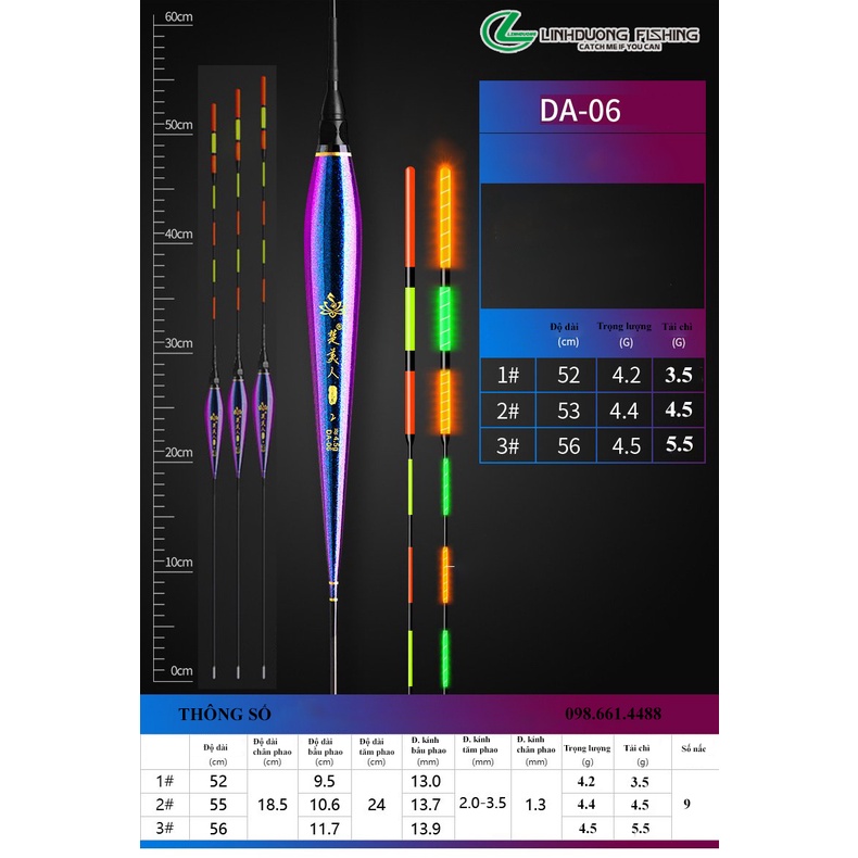 Phao săn hàng ngày đêm - DA , ngọn chống gãy, độ cứng cao, tín hiệu chuẩn được làm từ Nano cao cấp