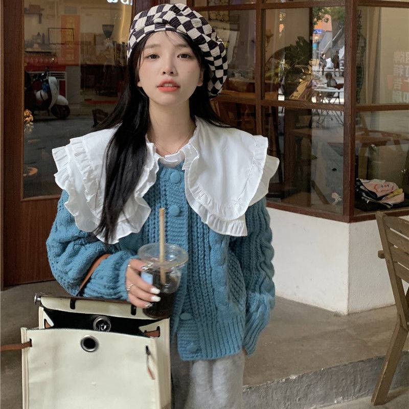 Áo Sweater Cổ Búp Bê Hai Lớp Dáng Rộng Dễ Phối Đồ