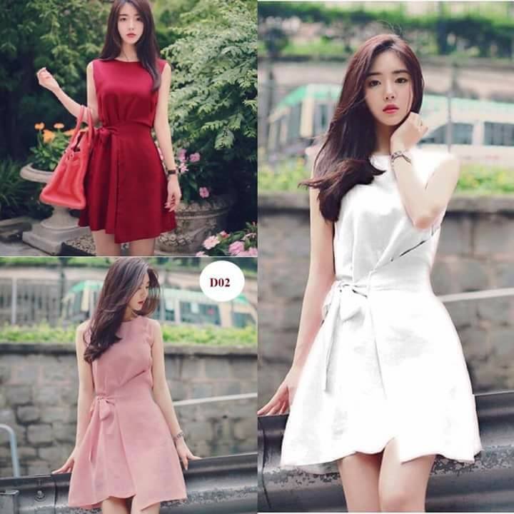ĐẦM CHÉO VẠT THẮT EO 3 MÀU
